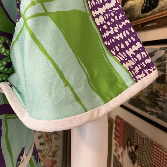 60s Vintage Deadstock Puritan Forever Young Green & Purple Flutter Sleeve Dress - Picture 4 of 9